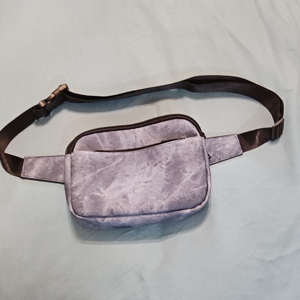 Blue Belt Bag with Adjustable Strap and Zipper Closure